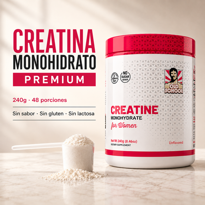 Creatina Monohidrato Premium para Mujeres | Energía, Mente Clara y Fuerza | Sin Sabor 240g