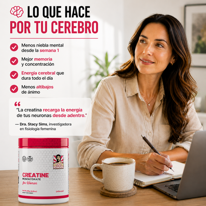 Creatina Monohidrato Premium para Mujeres | Energía, Mente Clara y Fuerza | Sin Sabor 240g