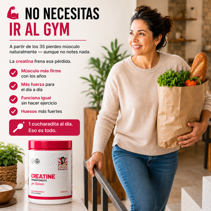 Creatina Monohidrato Premium para Mujeres | Energía, Mente Clara y Fuerza | Sin Sabor 240g