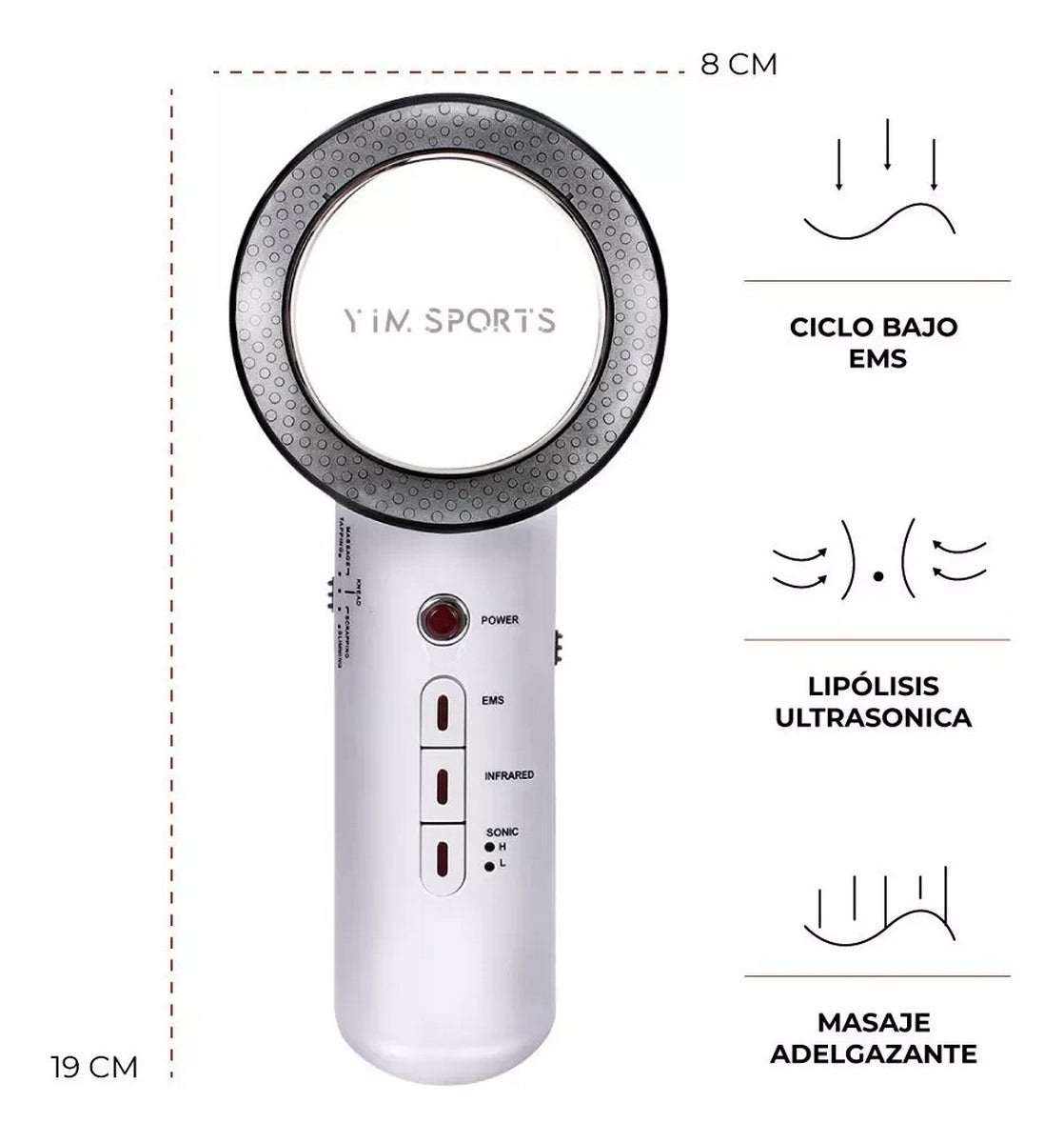 Masajeador Reductor 3 en 1 | Ultrasonido, Infrarrojo y EMS Anticelulitis