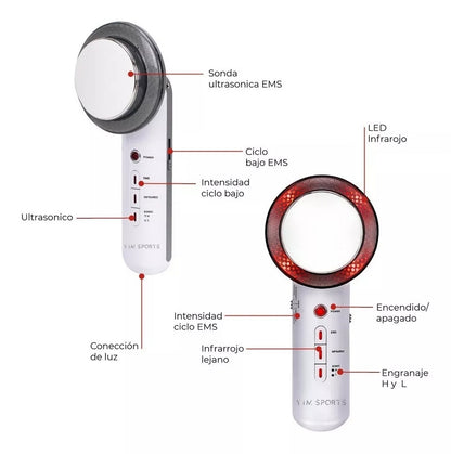 Masajeador Reductor 3 en 1 | Ultrasonido, Infrarrojo y EMS Anticelulitis