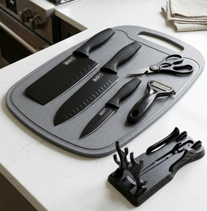 Set de Cuchillos Profesionales con Pedestal y Tabla de Picar