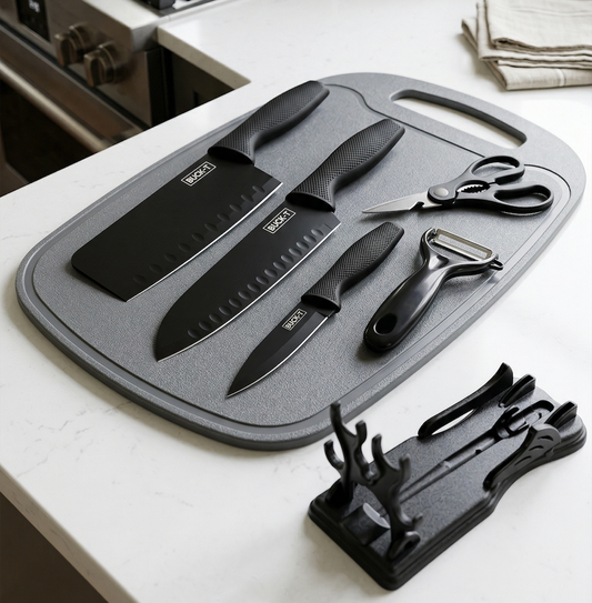 Set de Cuchillos Profesionales con Pedestal y Tabla de Picar